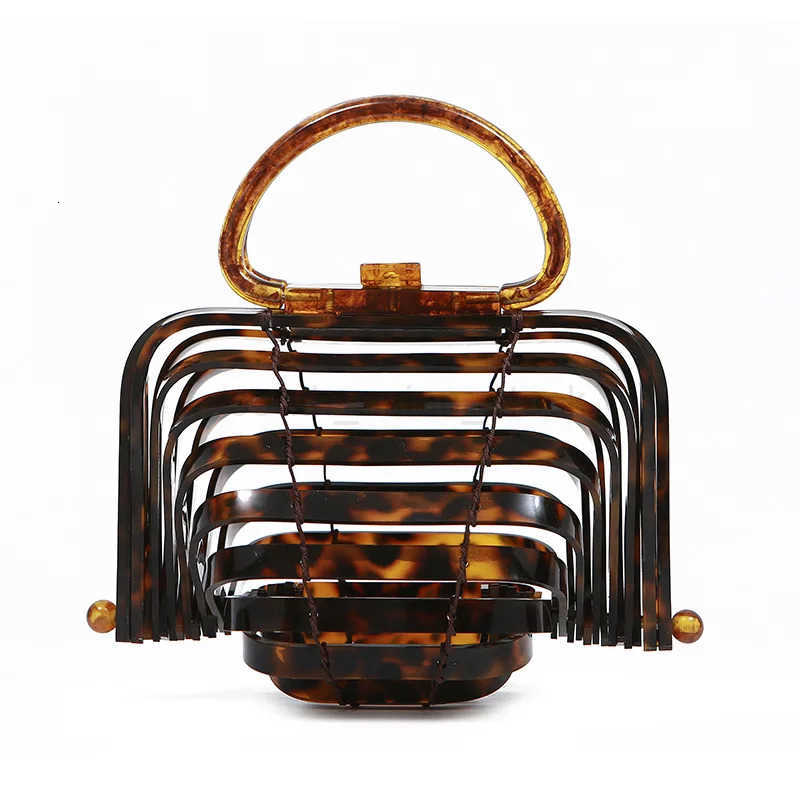 Summer Designer Womens Acrylic Beach Bag Vacation Woven Folding Basket Handbag Ladies Hollowing Out Shell Purse High Quality Z250816