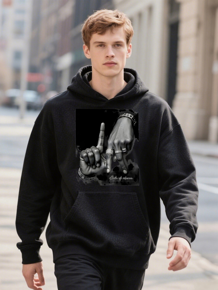 Men S Casual Crew with ONE OF US Print Black Hoodie Style Regular Fit Perfect Gift for