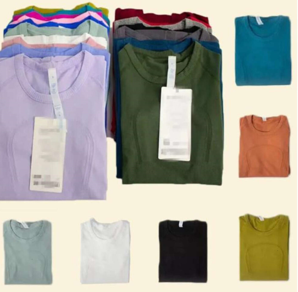 2025 Womens Align Swift Tech Long Sleeve Yoga T-Shirt in Solid Nude Color Sports Shaping Waist Tight Fitness Loose Jogging Sportswear PTSE