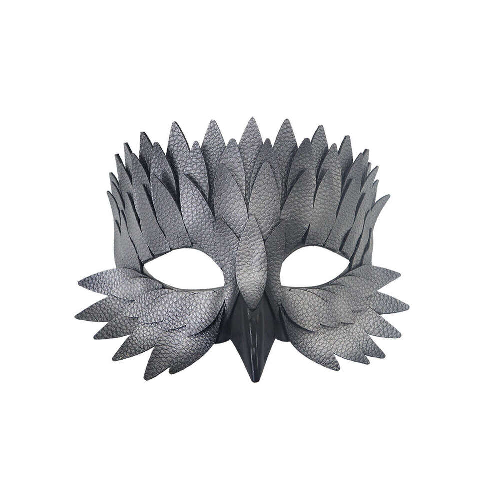 Halloween High-end Half-face Leather Feather Bird Beak Masquerade Party Mask Costume Prop Bar Fun Adult Version