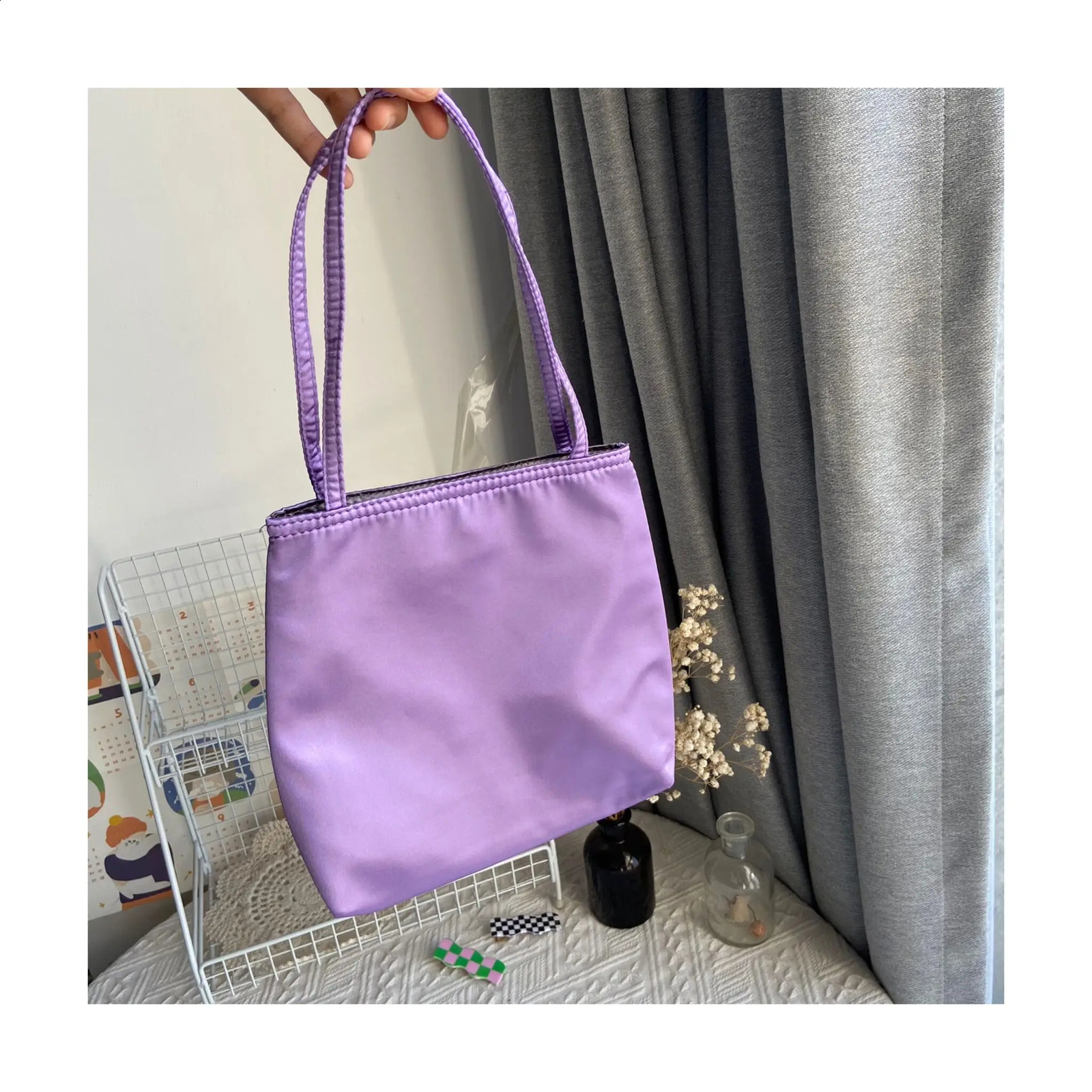 Retro Women Satin Small Handbags Fashion Ladies Mini Shopping Underarm Bag Vintage Cool Girl Tote Purse Shoulder Bags 250815