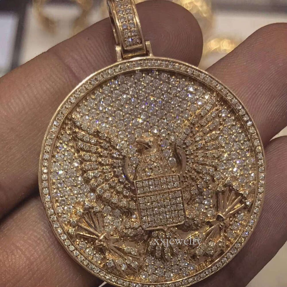 High designer's new pendant14k Gold Touch Round Two-tone Moissanite Pendant| Charm Passes the Tester