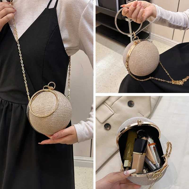 Circular Ring Portable Evening Bags Metal Silver Round Ball Handbags for Lipstick Elegant Luxury Clutch Purse Wedding Wallets W250816