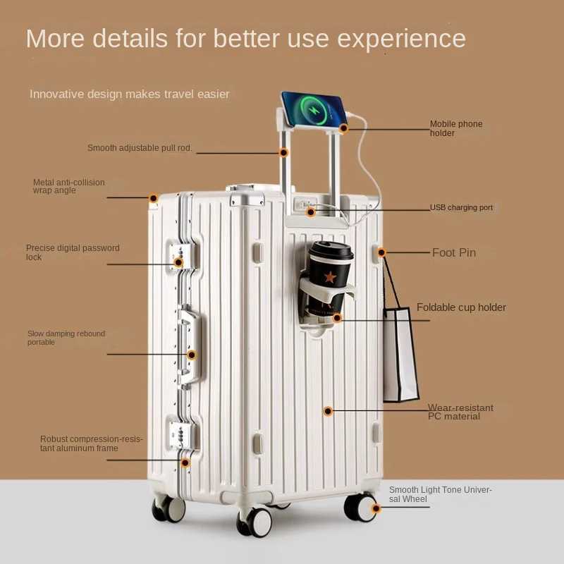 Large Capacity Suitcase 30-inch Sturdy and Durable ABS+PC Rolling Luggage Aluminum Frame Cabin Trolley Case 20 inch Boarding Box L250815