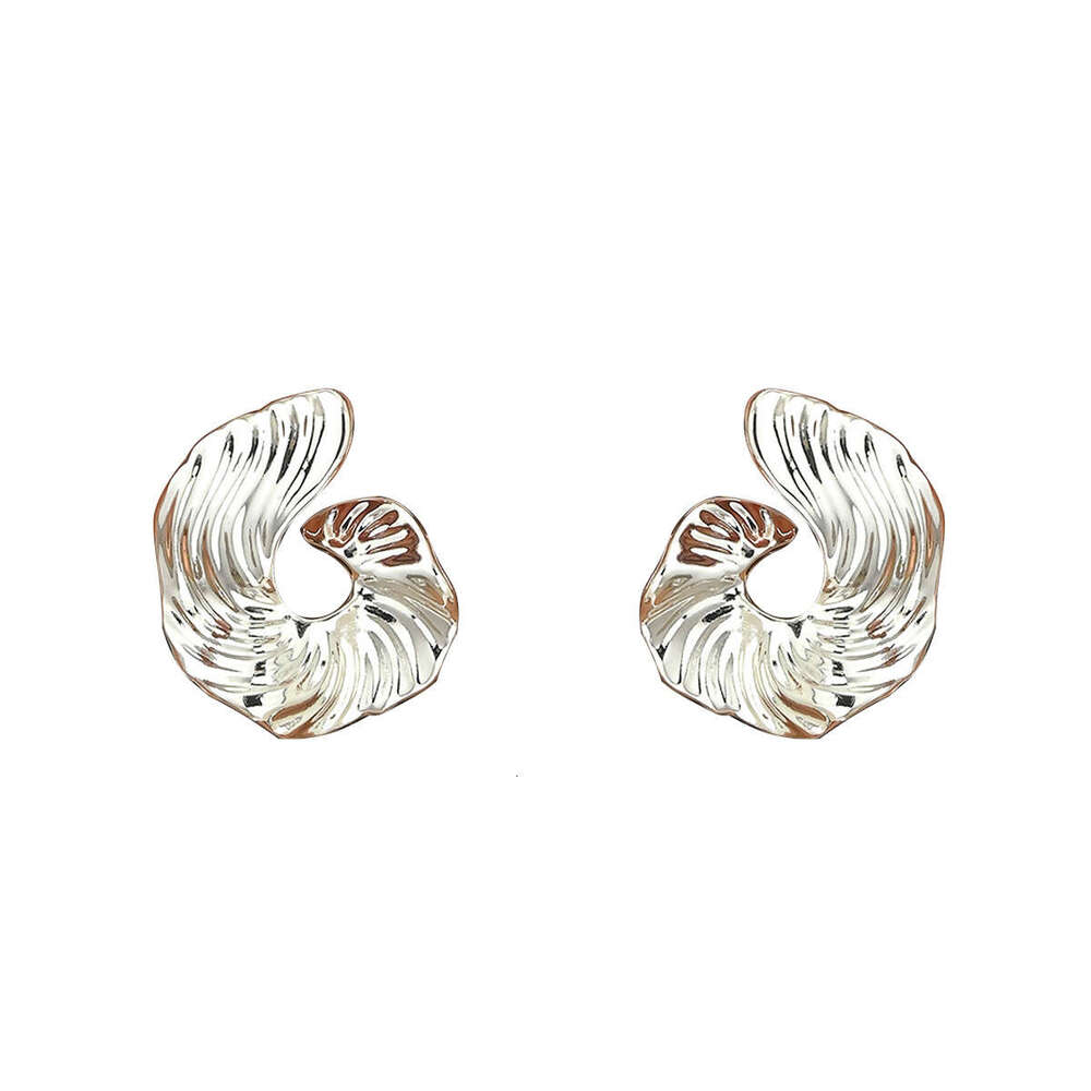 Pleated Texture Earrings for Women, Niche Abstract Design, High-End Sense Stud Earrings, Geometric U-Shaped Ear Jewelry