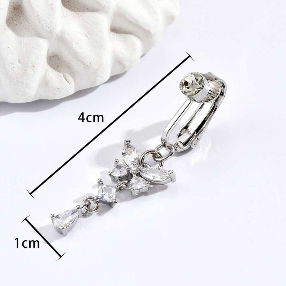 Fashion OL No-Punch Butterfly American Style Personality Zircon Inlay Ins Ring Versatile Belly Button Stud