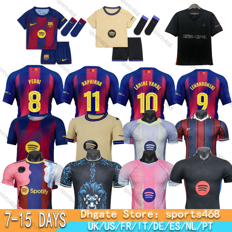25 26 Lewandowski LAMINE YAMAL RASHFORD soccer jerseyS OLMO GAVI Raphinha FERRAN 2024 2025 football shirt kids home