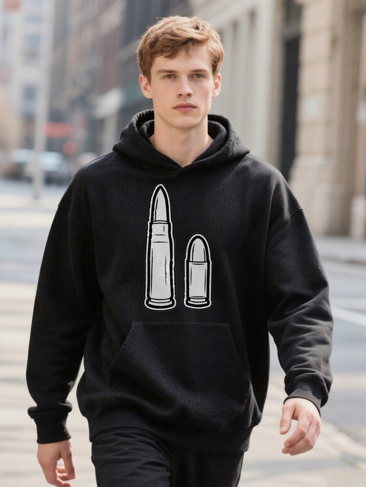 Men s Casual Graphic Hoodie with Bullet Print Design Lightweight gsm Regular Fit hine