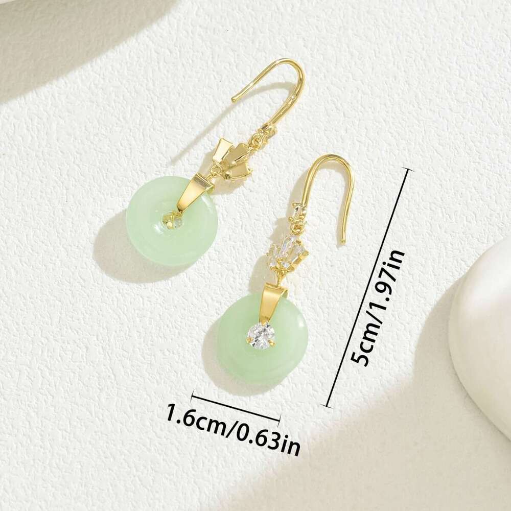 Niche Artistic Palace Style for Women Chinese Cloud Pattern Jade Inlaid High-end Versatile Design Stud Earrings