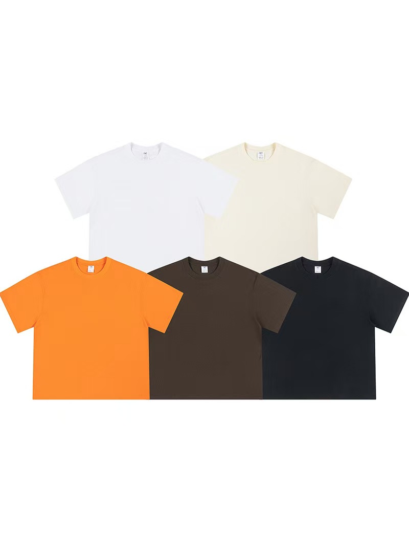 K2107 Heavyweight cotton short-sleeved T-shirt for men and women, breathable basic round neck short-sleeved women's top, loose casual solid color