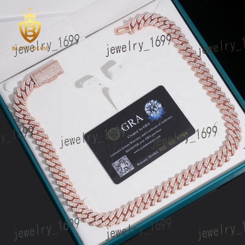 Iced Out VVS Moissanite Diamond Sterling Silver 925 Hip Hop Fine Jewelry VVS Moissanite Diamond Miami Cuban Link Chain Bracelet