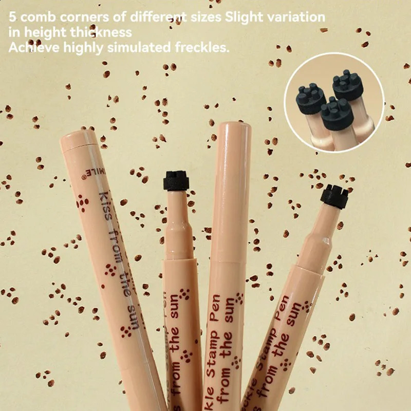 Five Head Face Fake Freckles Pen Natural Waterproof Lifelike Freckles Stamp Pen Long Lasting Dot Spot Pen Makep Tool Cosmetic 250815