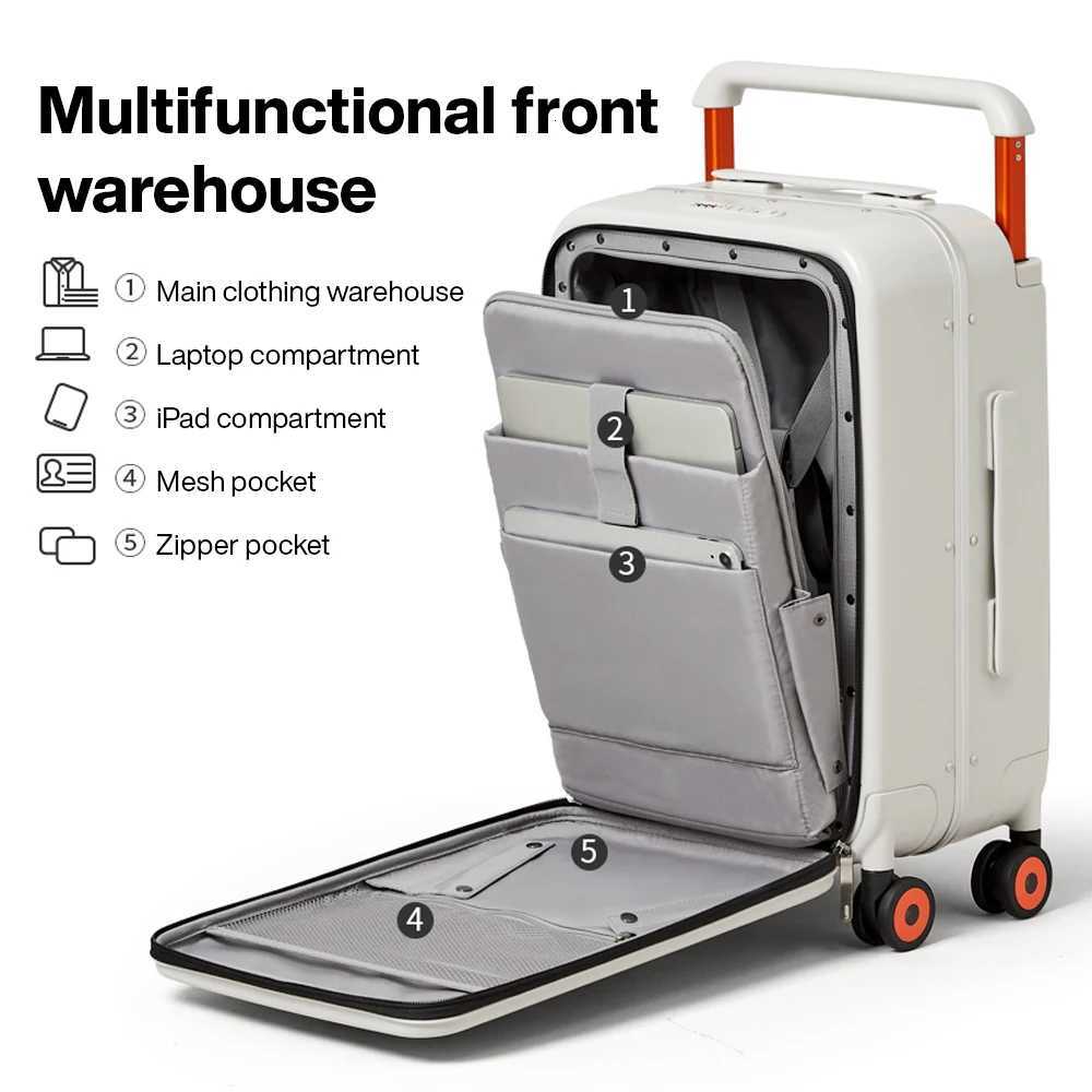 Mixi New Design Wide Handle Suitcase Men Carry-On Luggage Women Travel Trolley Case 20 Inch Cabin PC Aluminum Frame M9275 L2508151