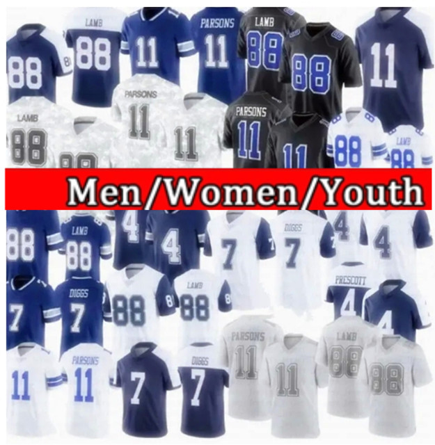 #4 Dak Prescott Football Jersey Dallaes CowboysJersey #7 Trevon Diggs #11 Micah Parsons #88 CeeDee Lamb #3 George Pickens #21 Sanders #13 Overshown #21 Elliott Jersey 88969