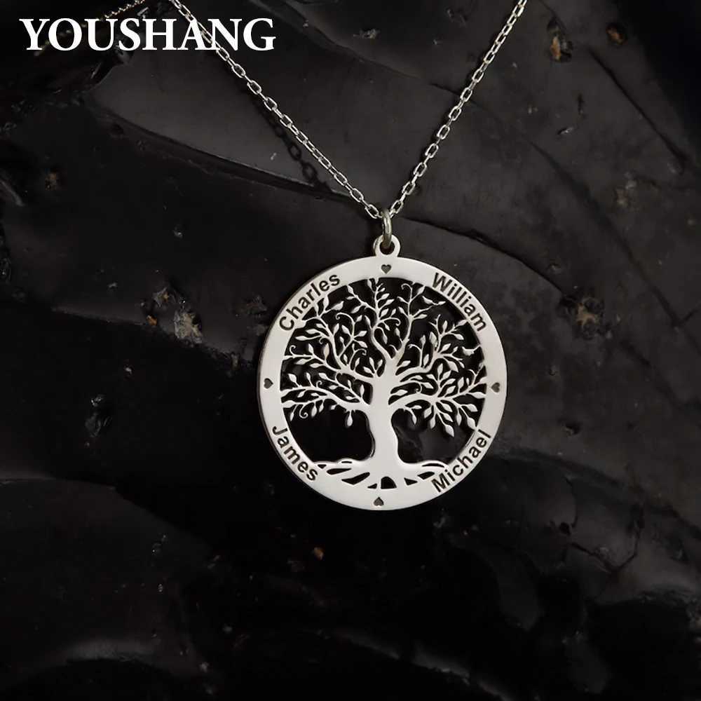 Customized Stainless Steel Life Tree Necklace Personalized Name Pendant Couple Anniversary Family Birthday Celebration Gift W250816