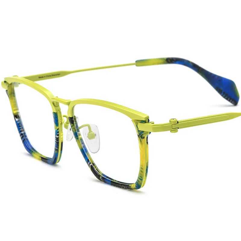 Color Spelling Men Sunglasses for Man Titanium Metal Magnifying Glasses With Prescription Acetate Fashion Square Women Lens Eye Y250815