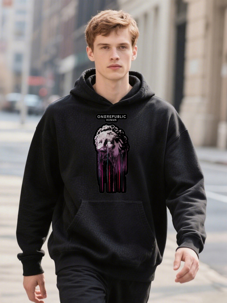 Men's Casual Knit Hoodie Fabric with Graphic Print