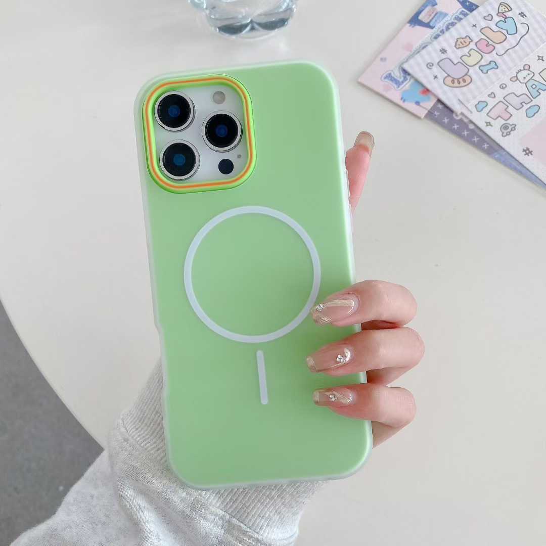 Candy Magnet Wireless Charging 2in1 Cases For Iphone 17 Air 16 Pro Max 15 Plus 14 13 12 Colorful Jelly Hard PC Soft TPU 2in1 Hybrid Layer Magnetic Fro