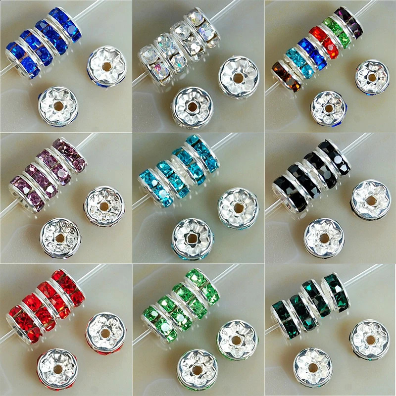 100Pcs 4/6/8/10mm Metal Crystal Beads Rhinestone Rondelle Spacer Beads For Jewelry Making Bracelet Necklace DIY Accessories 250812