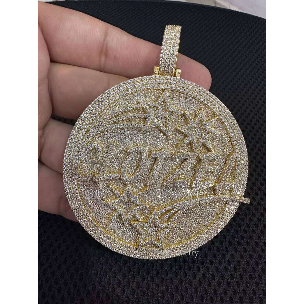 3D Pyroxene Ball Pendant Men's VVS Shiny Charm Necklace with Tester Hip Hop Jewelry