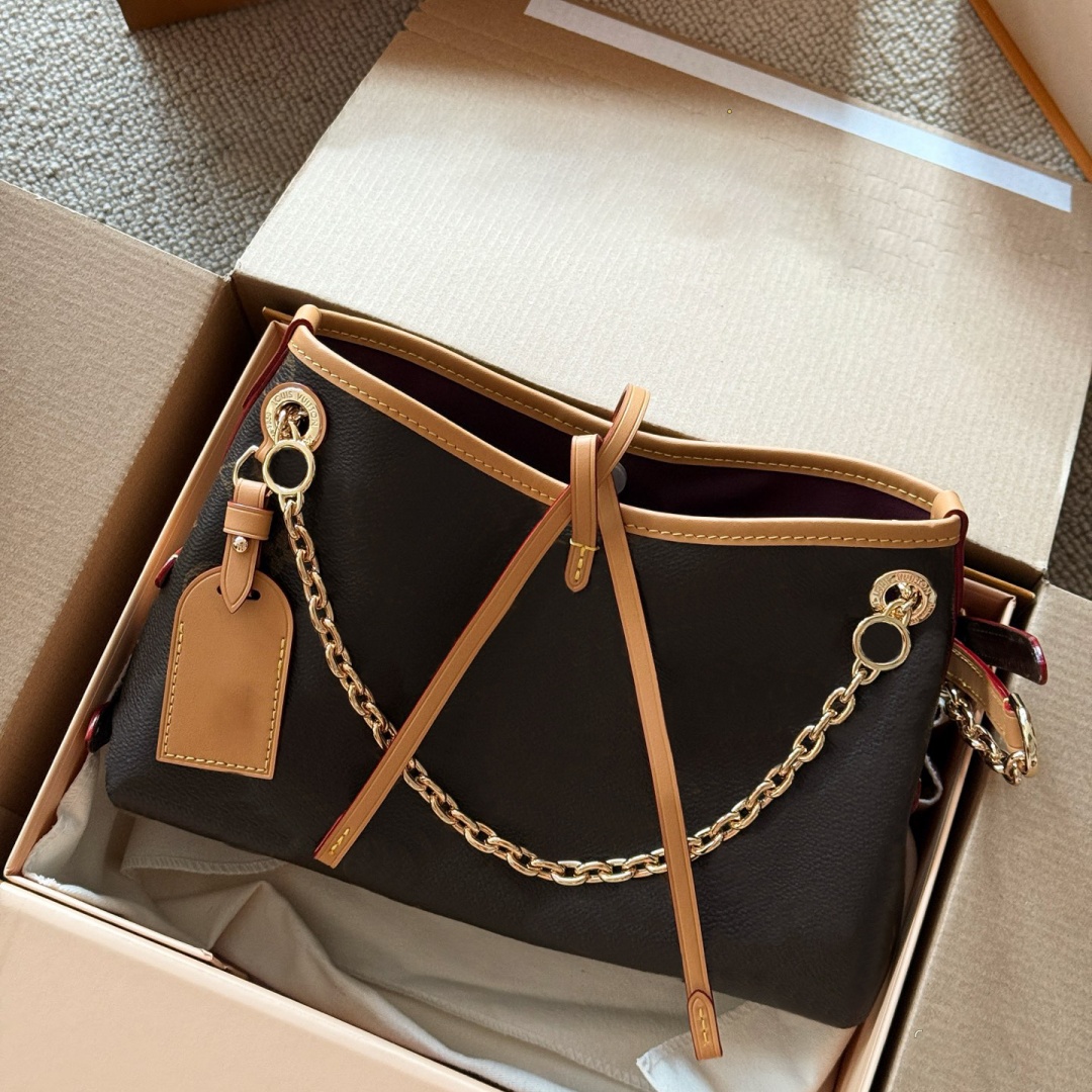 7A Luxury Designer Carry all bb Chain shopping bag Women Leather Handbag Brown Flower Shoulder Crossbody bags luxe sleek design Purses
