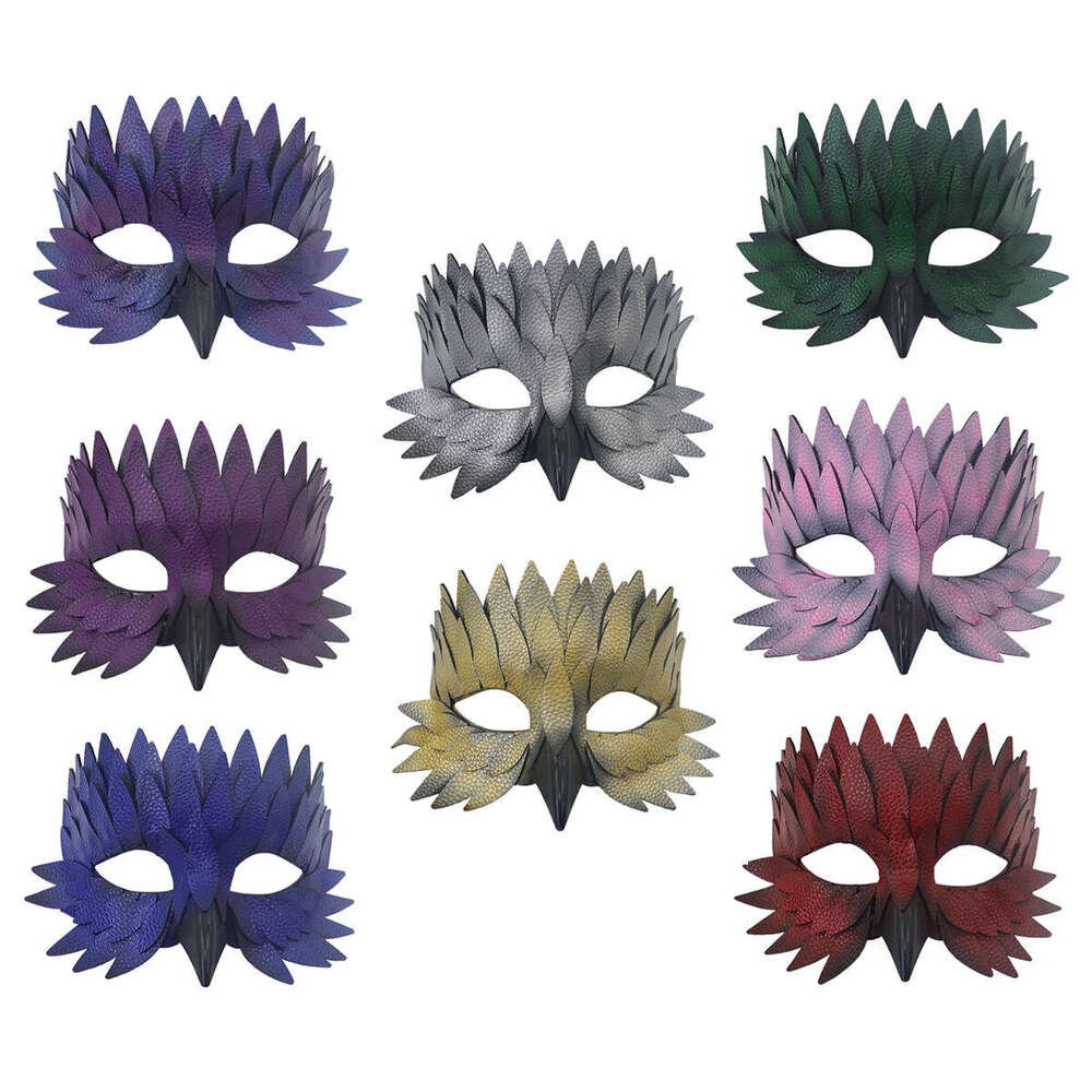 Halloween High-end Half-face Leather Feather Bird Beak Masquerade Party Mask Costume Prop Bar Fun Adult Version