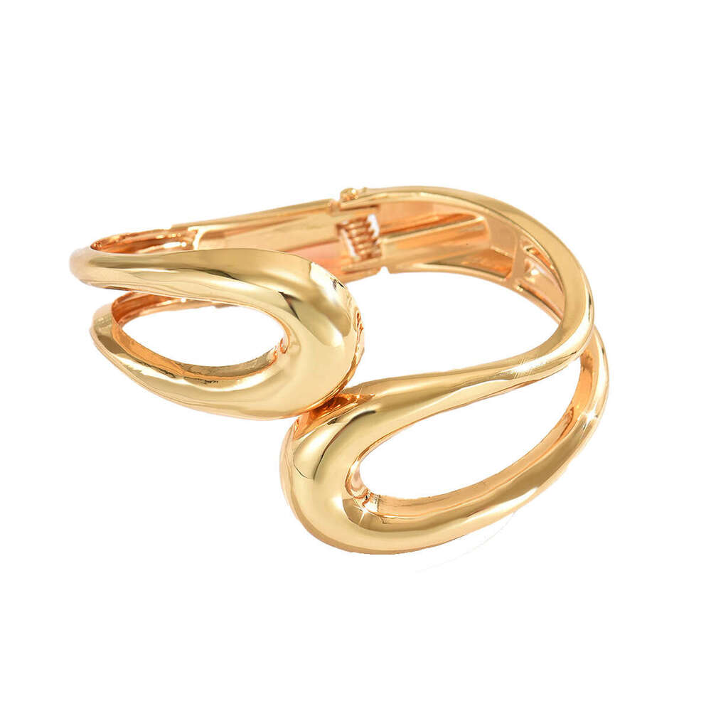 New Geometric Niche Metal with Curved Design, High-End Feel, Adjustable Open Bracelet