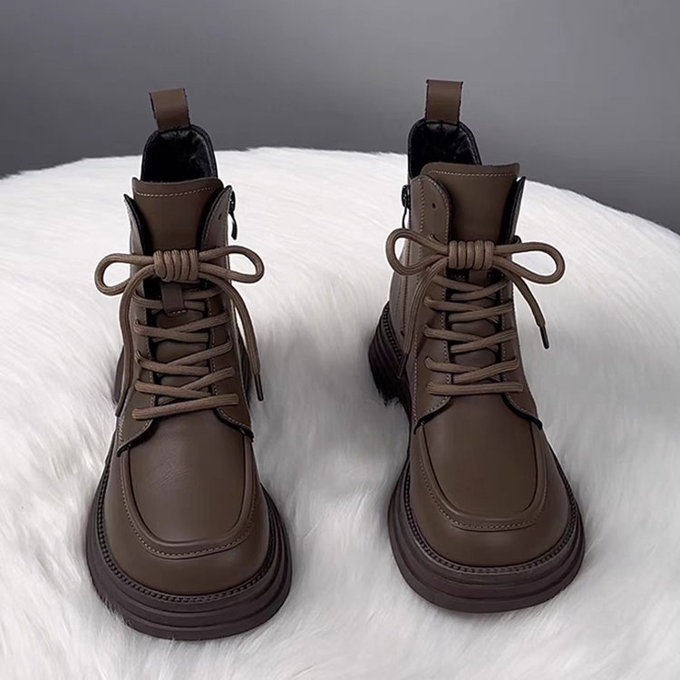 Soft Leather Veet Martin Female Autumn And Winter New Platform Warm Ankle Boots Flat With Thick Cotton Shoes