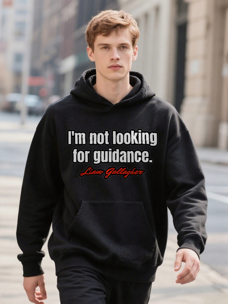 Men s Casual Graphic with I m Not Looking Guidance Print Black ee hine Hoodie Washable Regular