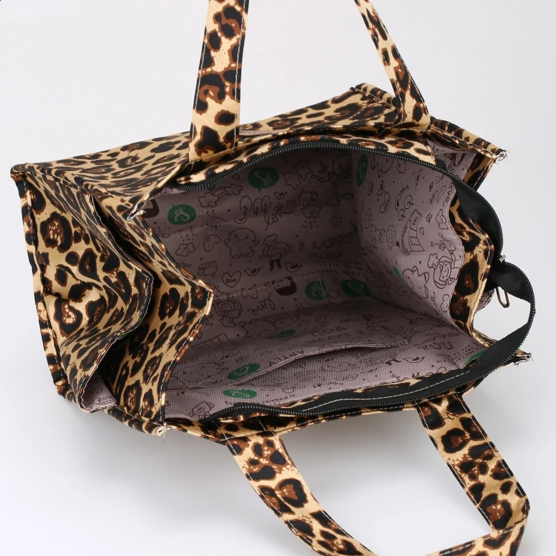 Retro Leopard Print Large Capacity Lunch Tote Bag with Storage Pouch Work Handbag Portable Meal Bag 250815