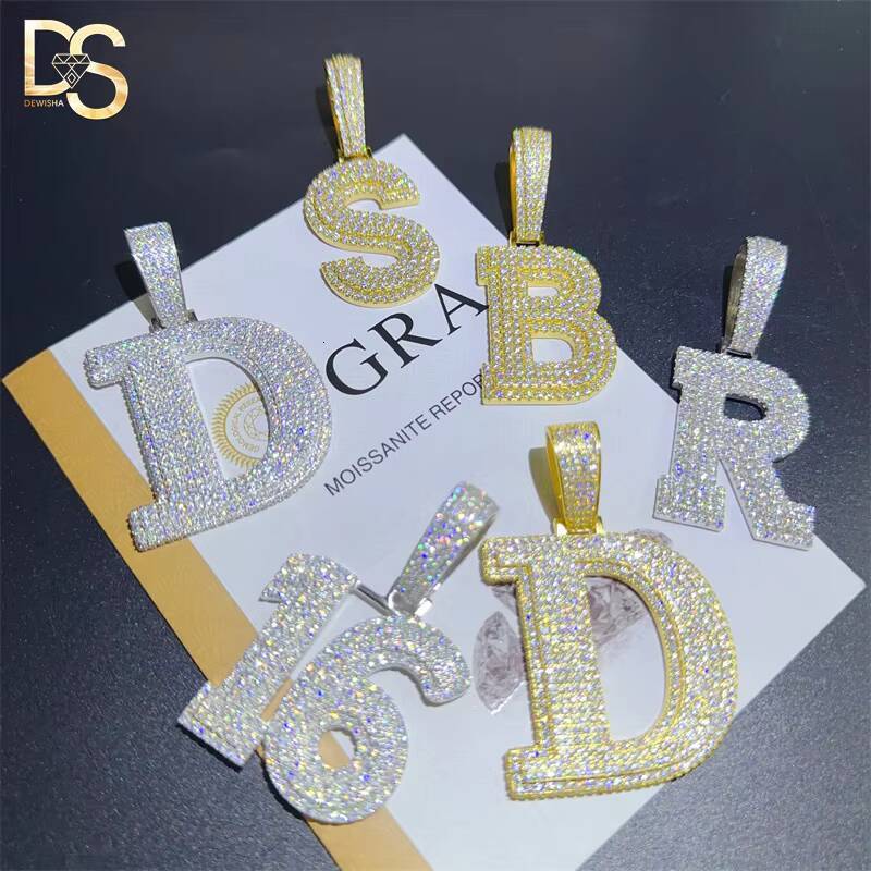 Custom High Quality Iced Out VVS Moissanite Diamond 14k Gold Plated Silver 925 Initial Hip Hop Letter D Pendant