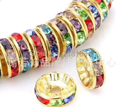 100Pcs 4/6/8/10mm Metal Crystal Beads Rhinestone Rondelle Spacer Beads For Jewelry Making Bracelet Necklace DIY Accessories 250812