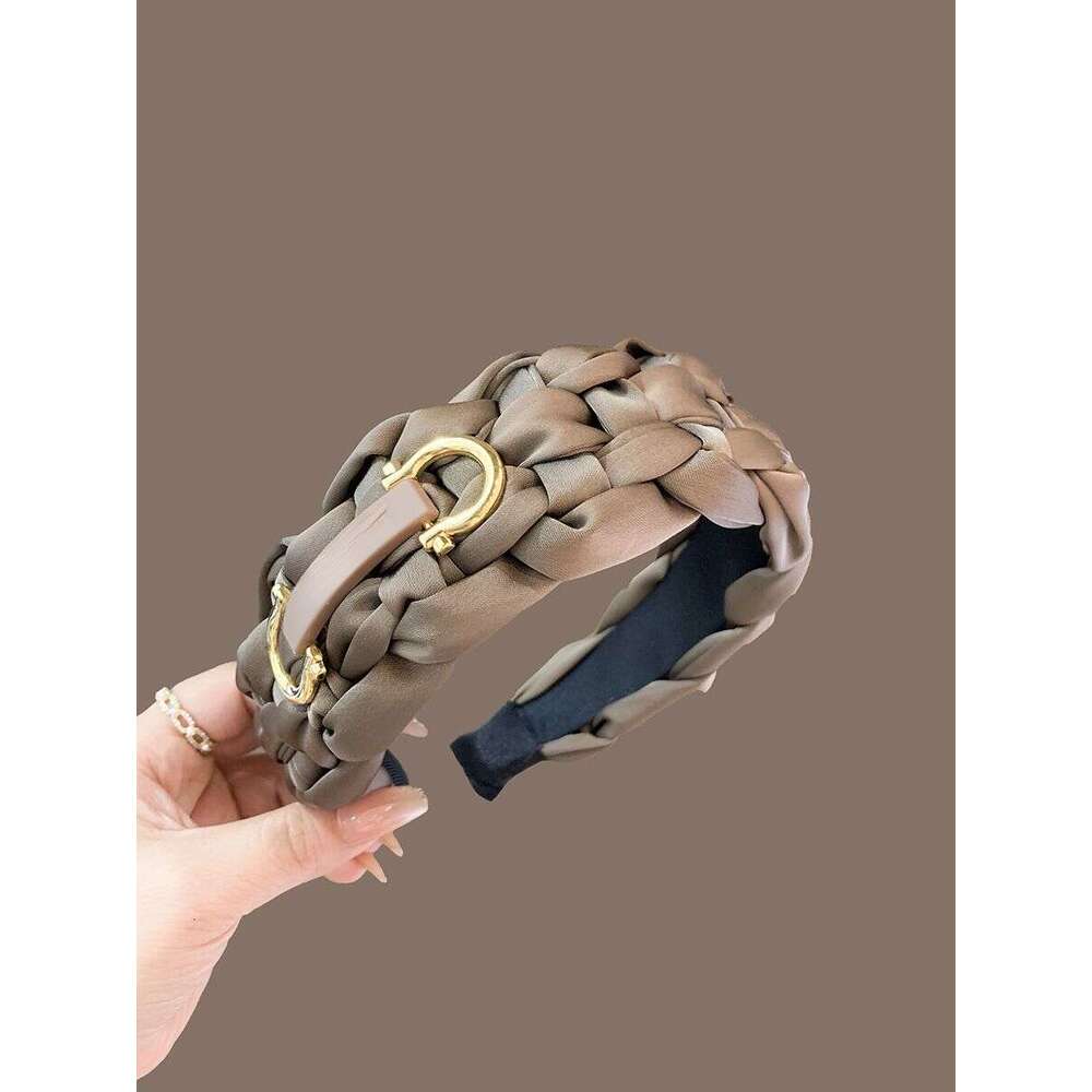 headband French Style High-End Wide Headband for Women 2025 New Braided Hairband Exquisite High-Fashion Face-Slimming Hair Clip