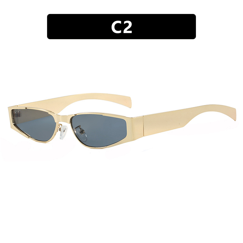 2025 New Arrival Women Slim Metal Frame Hip Hop Sunglasses Influencer Favorite Unique Street Style UV Protective Sunnies