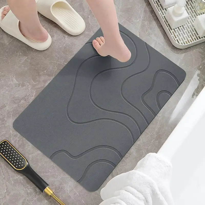 Indoor Diatomite Stone Bath Mat Diatom Mud Soft Mat Water Absorption Quick Drying Diatomite Stone Shower Mat Entryway Rugs 250811