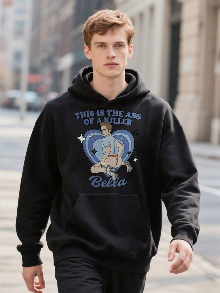 S Casual Crew His Hoodie Is The Ass Of A Killer Print Humorous Men Perfect Gift For Him Black With Blue