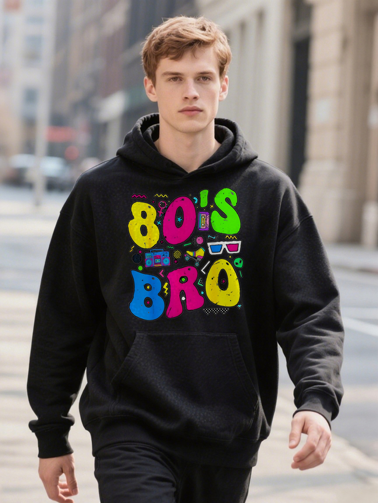 Men Retro Hoodie s Radio D Glasses Graphic Vibrant S Bro Print Casual Crew Lightweight