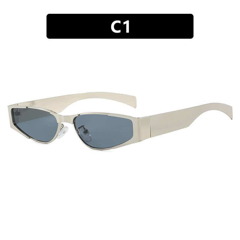 2025 New Arrival Women Slim Metal Frame Hip Hop Sunglasses Influencer Favorite Unique Street Style UV Protective Sunnies