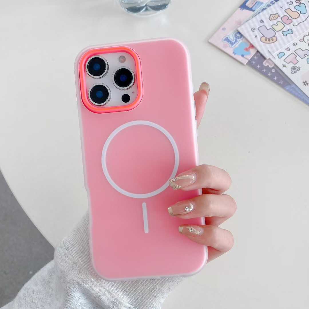 Candy Magnet Wireless Charging 2in1 Cases For Iphone 17 Air 16 Pro Max 15 Plus 14 13 12 Colorful Jelly Hard PC Soft TPU 2in1 Hybrid Layer Magnetic Fro
