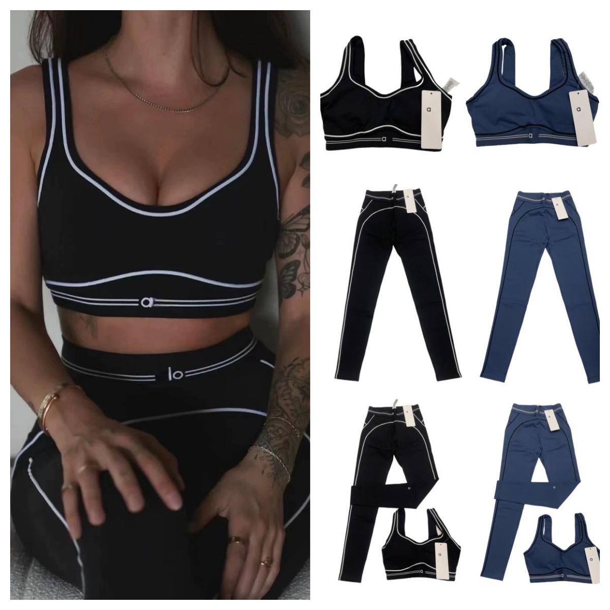 25 NEW 10A Breathable Bra leggings Set Women Soft Elastic Pants Socks Outfits Sports Pants Fitness Wear Set Sports Bra Shorts Aloness women clothes sets
