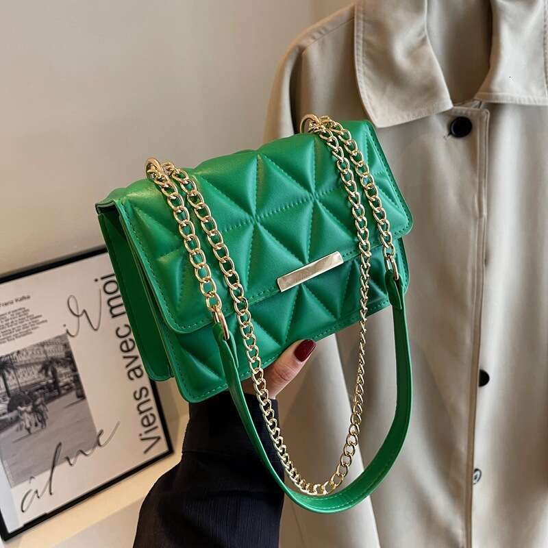 Solid Color Simple Bags Elegant Quilted Embroidery Versatile Korean Style for Women 2025 Designer Autumn New Chain Small Square Bag Trendy
