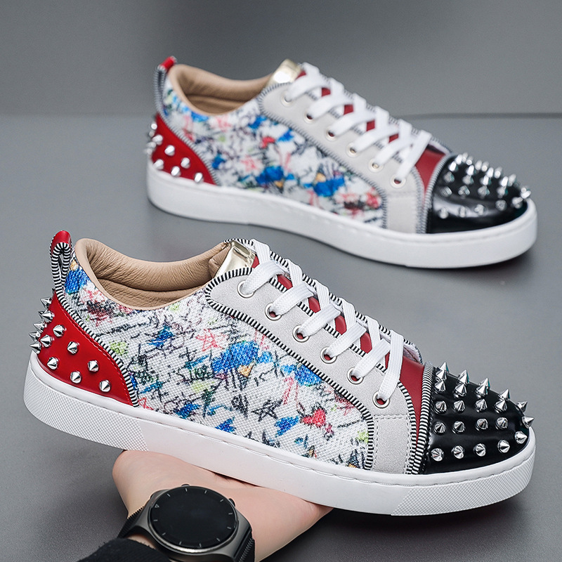 Free Shipping 2025 New Design Street Personalized Men's Board Shoes Trendy Rivet Casual Shoes Fashion Versatile Hot Sale