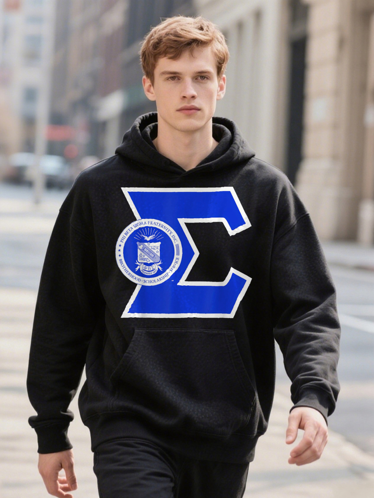 Phi Beta Sigma Fraternity Men Hoodie S Cotton Black With Blue Breathable Ee Comfortable