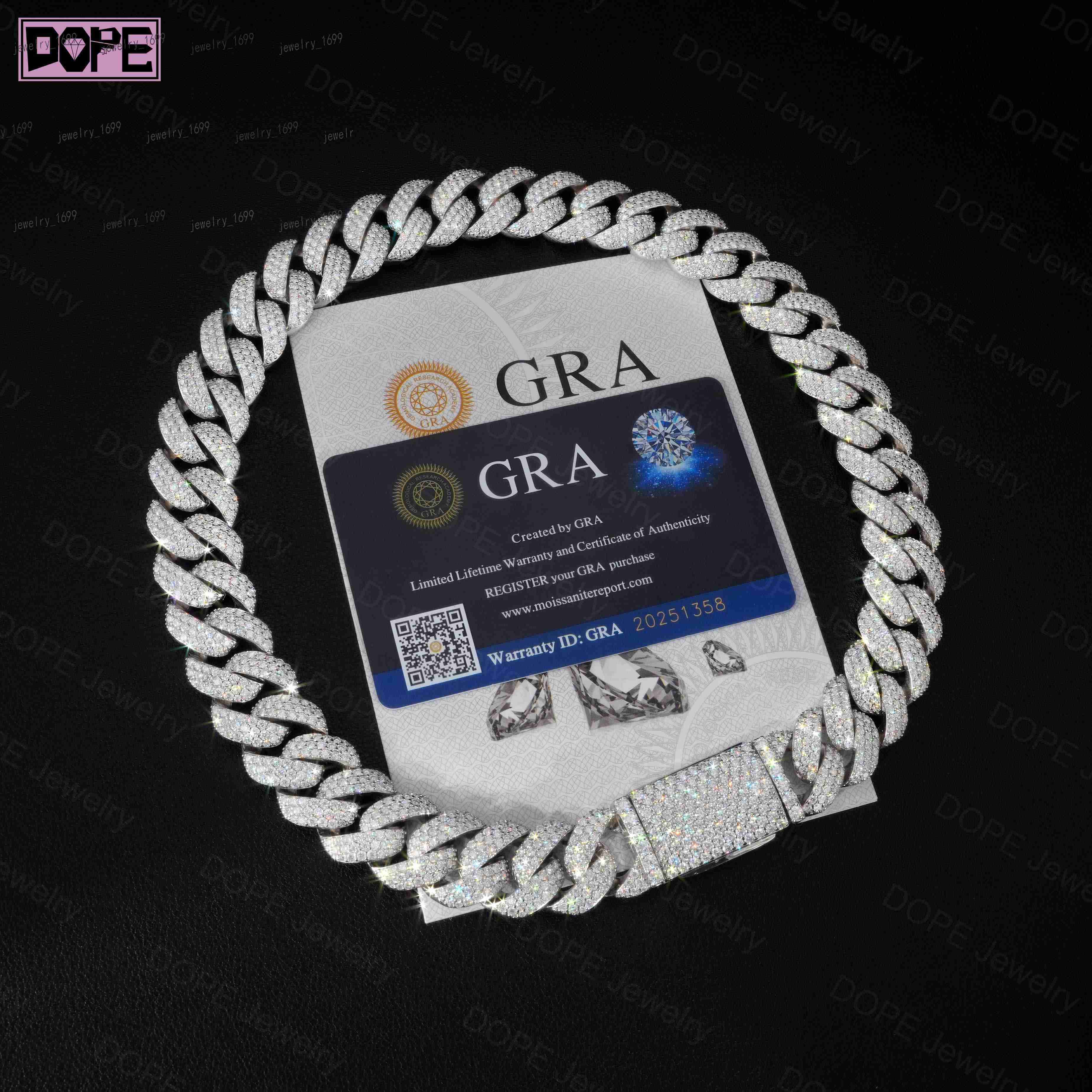 Ready to Ship Hip Hop 18mm Moissanite Chain Iced Out Jewelry 925 Silver VVS Diamond Moissanite Cuban Chain