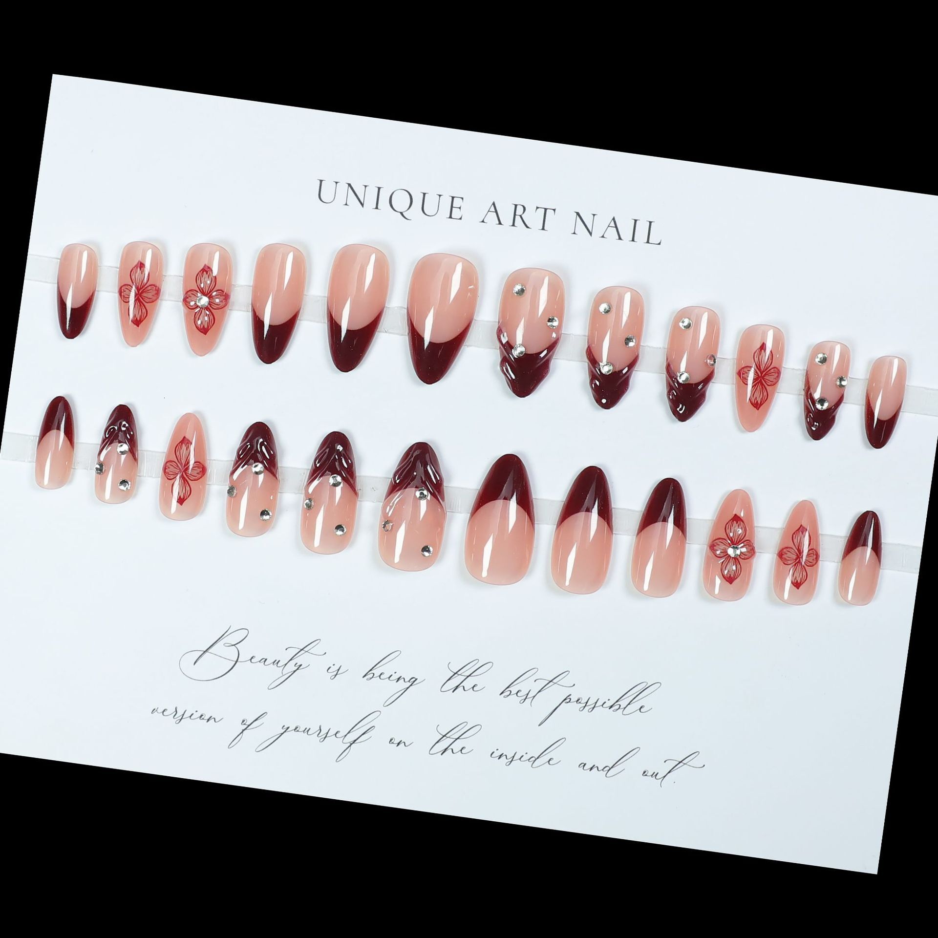 Gel Flower Art Hot Girl Ins Style French Fake Nail Tips Detachable