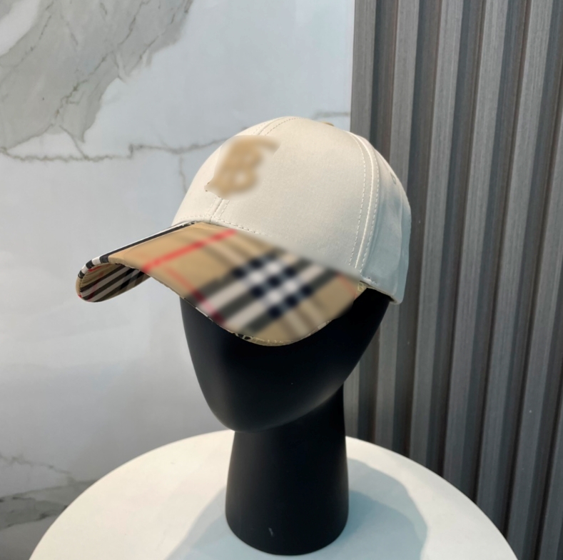 Luxury bubbrry hat, women's curved brim peaked cap, designer embroidered monogram baseball cap, casquette men's logo intarsia, Vintage checked beach sun hat