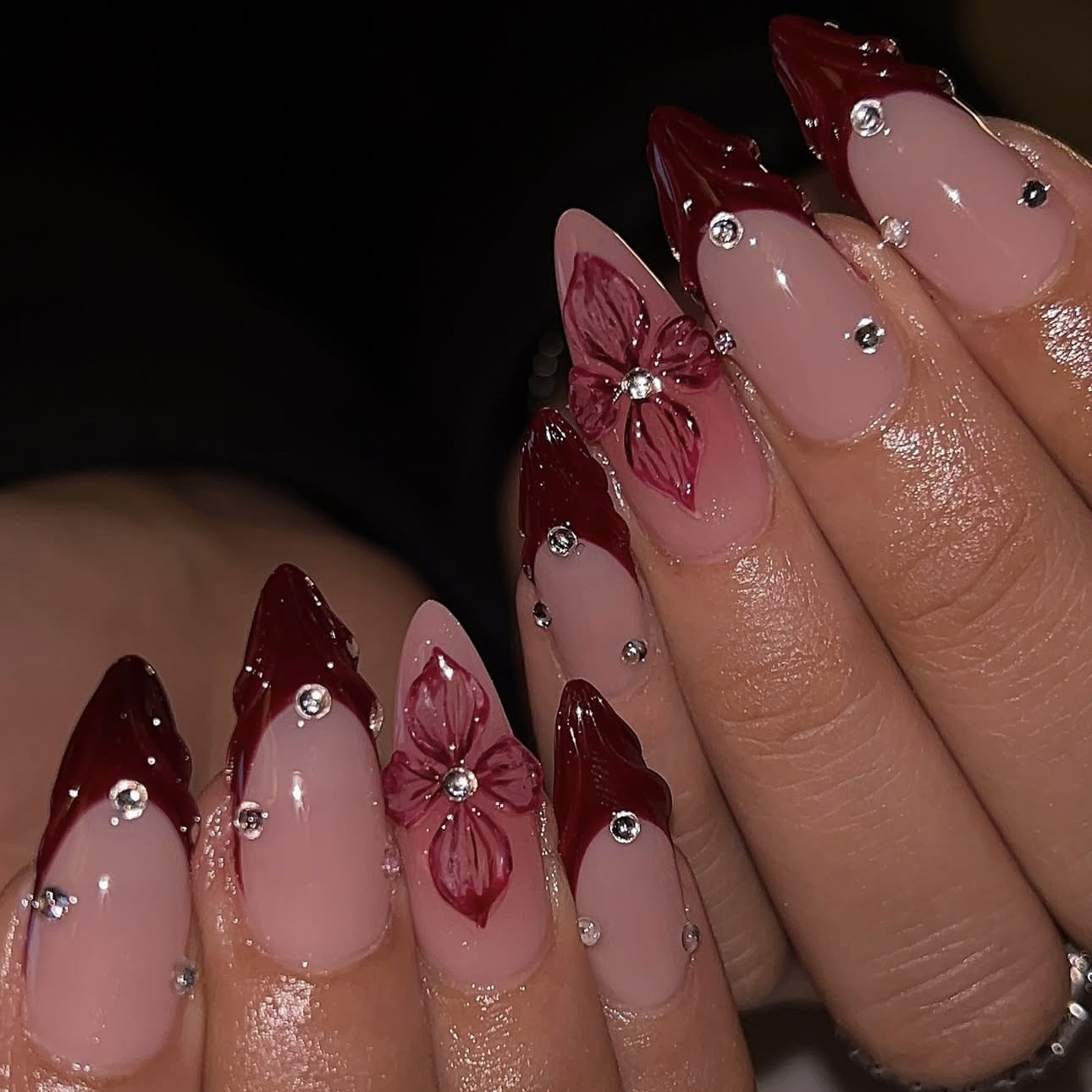 Gel Flower Art Hot Girl Ins Style French Fake Nail Tips Detachable