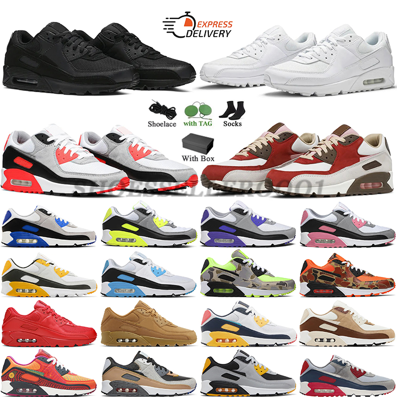 Designer 90 90s Running Shoes For Mens Womens Triple Black Hyper Royal Infrared Volt Bacon Pink Laser Blue Red Sports Shoes Sneakers