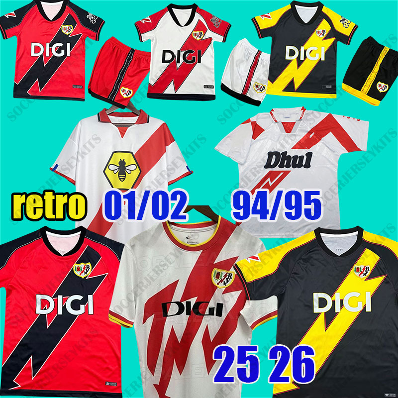 25 26 Rayo Vallecano soccer jerseys Camiseta Rayo Vallecano retro soccer jerseys 94 95 01 02 vintage football shirts red white home tops