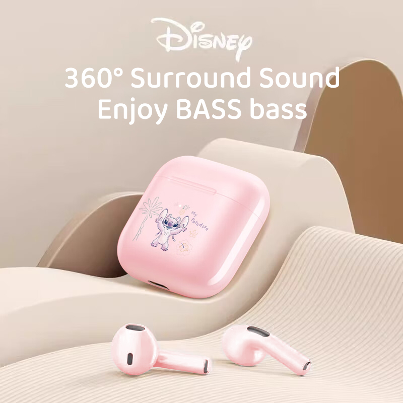 Disney Wireless Semi-In-Ear Bluetooth Headphones HIFI Sound High-Quality Music Earphones Smart Noise-Cancelling Sports Earbuds LF-918 Stitch